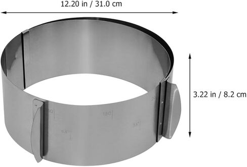 Ciieeo Adjustable Stainless Steel Cake Mold for Home Baking with Easy Demoulding Feature, Unique Shape, and Silver Finish, for Professional Cake Shop Baking and DIY Dessert Preparation in Kuwait