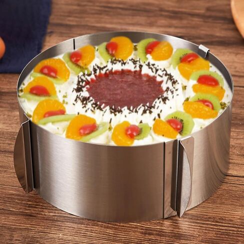 Ciieeo Adjustable Stainless Steel Cake Mold for Home Baking with Easy Demoulding Feature, Unique Shape, and Silver Finish, for Professional Cake Shop Baking and DIY Dessert Preparation in Kuwait