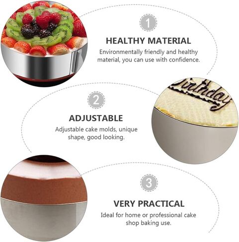Ciieeo Adjustable Stainless Steel Cake Mold for Home Baking with Easy Demoulding Feature, Unique Shape, and Silver Finish, for Professional Cake Shop Baking and DIY Dessert Preparation in Kuwait