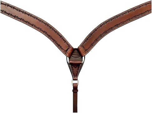 مجموعة طوق الثدي من HILASON Western Horse Headstall، سلك شائك من الجلد الأمريكي الأصلي، بني داكن | للخيول in Kuwait