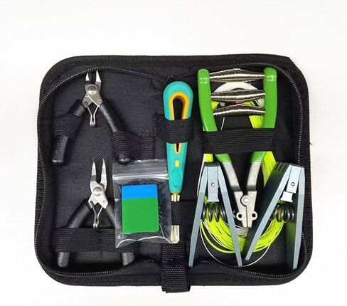 Badminton Stringing Clamp Kit with Flying Clamps, Pliers, Awl & Grommet Tennis Squash Racket Repair, Metal Gripper Set with Storage Bag in Kuwait