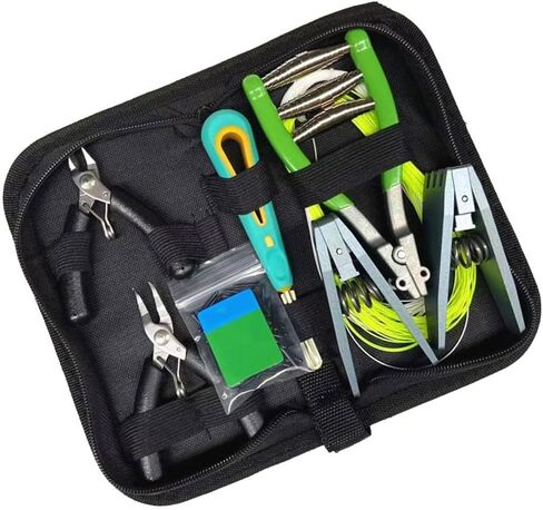 Badminton Stringing Clamp Kit with Flying Clamps, Pliers, Awl & Grommet Tennis Squash Racket Repair, Metal Gripper Set with Storage Bag in Kuwait