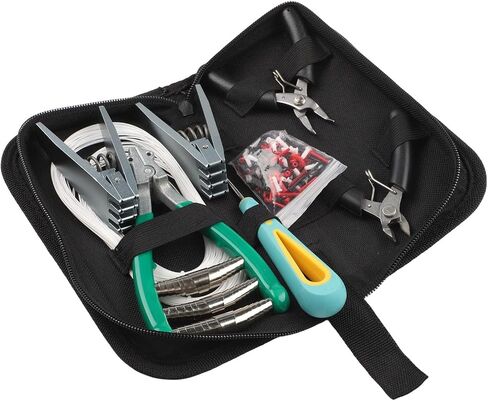 Badminton Stringing Clamp Kit with Flying Clamps, Pliers, Awl & Grommet Tennis Squash Racket Repair, Metal Gripper Set with Storage Bag in Kuwait