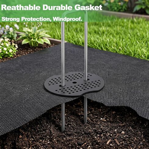 Landscape Staples 6 Inch - 50 Pack Heavy Duty U-Shaped Garden Stakes (50 Pins + 50 Gaskets), 11 Gauge Galvanized Ground Anchors for Weed Barrier Fabric, Sod, Lawn Edging (50) in Kuwait