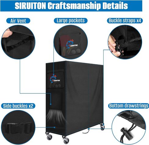 SIRUITON Ping Pong Table Cover,520D Outdoor Table Tennis Table Covers,All Weather Protection,Waterproof Sunproof Indoor & Outdoor,Black 65"L x 28"W x 72.8"H in Kuwait