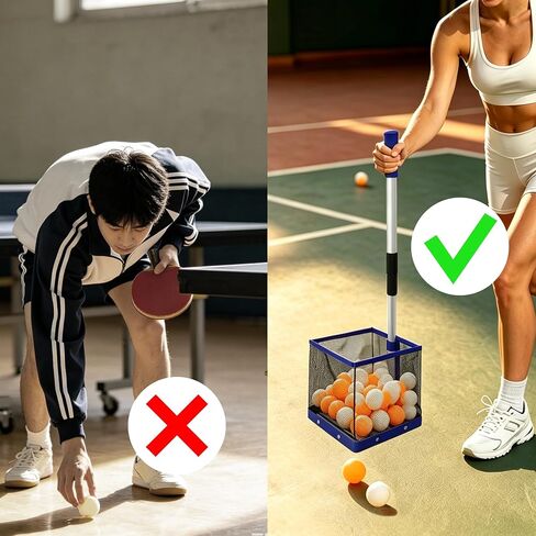 Adjustable Height Ping Pong Ball Picker Upper Hold 120 Balls Table Tennis Ball Picker, Portable Ping Pong Ball Collector for Training in Kuwait
