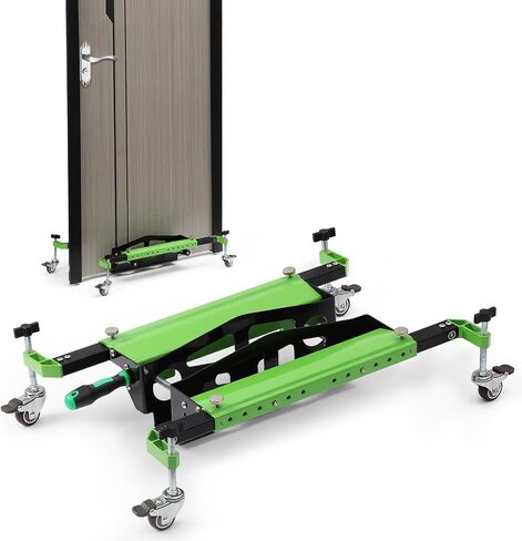 One-Piece Patended Door Installation Tool Kit Made of Aluminum Alloy Door Dolly Lifter Door Hanging Tool with Wheels for Maximum 2.5 inch Thickness Pre-Hung Front, Slab Doors Black (Green) in Kuwait