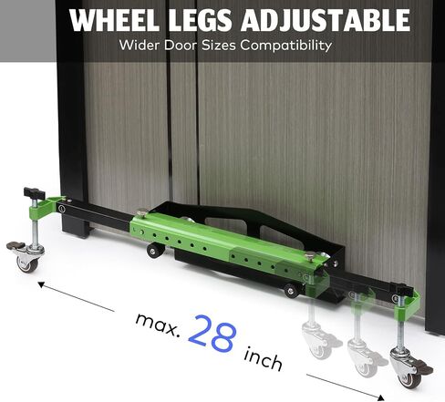 One-Piece Patended Door Installation Tool Kit Made of Aluminum Alloy Door Dolly Lifter Door Hanging Tool with Wheels for Maximum 2.5 inch Thickness Pre-Hung Front, Slab Doors Black (Green) in Kuwait