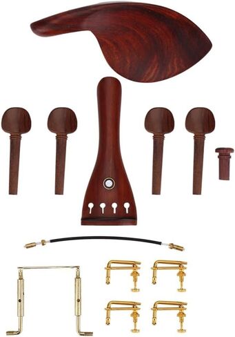 Violin Fittings Set for 4/4-3/4 Violins - Handcrafted Chinrest, Pegs, Tailpiece, Tuners & Endpin, Premium Wooden Accessories for Medium Violin‌ in Kuwait