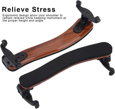Violin Shoulder Rest for 4/4-3/4 Violins/Violas – Solidwood Violin Shoulder Rest Collapsible Fiberglass Frame with Foam Padding, Non-Slip Rubber Feet in Kuwait