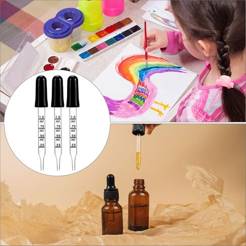 QWORK 1 ml Glass Liquid Droppers, Pack of 40Calibrated Pipettes, Essential Oil Dropper Pipettewith Kraft Boxes in Kuwait