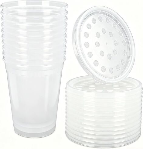 Deli Cups with Fabric Vented Lids, Culture Cup Mesh Container, 32 OZ, 10 Pack in Kuwait