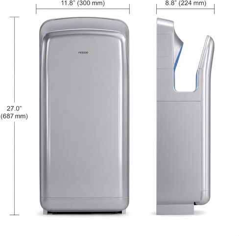 Commercial Vertical Hand Dryer – High-Speed Drying with HEPA Filtration & Stable Operation for Offices, Restrooms & High-Traffic Facilities,Silver in Kuwait