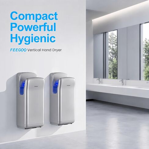 Commercial Vertical Hand Dryer – High-Speed Drying with HEPA Filtration & Stable Operation for Offices, Restrooms & High-Traffic Facilities,Silver in Kuwait
