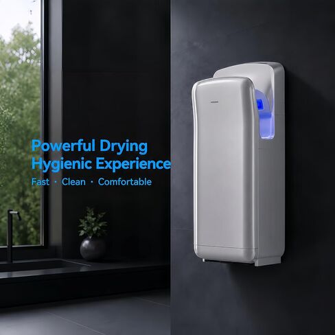Commercial Vertical Hand Dryer – High-Speed Drying with HEPA Filtration & Stable Operation for Offices, Restrooms & High-Traffic Facilities,Silver in Kuwait