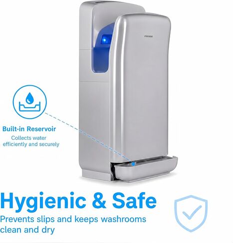Commercial Vertical Hand Dryer – High-Speed Drying with HEPA Filtration & Stable Operation for Offices, Restrooms & High-Traffic Facilities,Silver in Kuwait