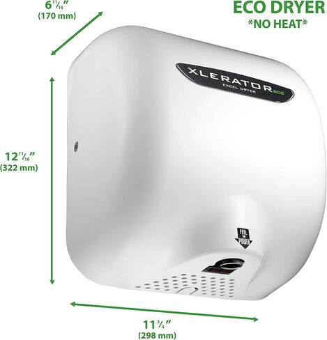 XLERATOReco XL-W-ECO 1.1N High Speed Commercial Hand Dryer, Excel Dryer, White Cast Cover, Automatic Sensor, Surface Mount, Noise Reduction Nozzle, LEED Credits, No Heat 4.5 Amps 110/120V (2 Pack) in Kuwait