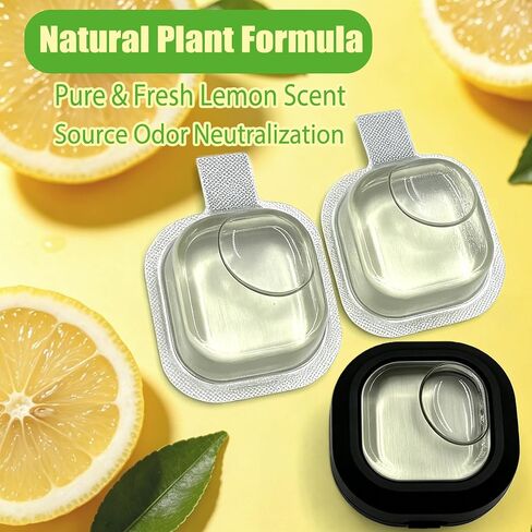 NEWKE Trash Deodorizer Pod Kit for Simplehuman وEKO سلة المهملات غير القابل للصدأ، 1 * حامل + 3 * جراب رائحة الليمون، مزيل الرائحة النباتي مع وظيفة كوب الشفط، يدوم طويلاً 135 يومًا in Kuwait