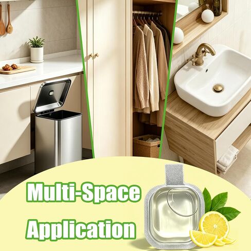 NEWKE Trash Deodorizer Pod Kit for Simplehuman وEKO سلة المهملات غير القابل للصدأ، 1 * حامل + 3 * جراب رائحة الليمون، مزيل الرائحة النباتي مع وظيفة كوب الشفط، يدوم طويلاً 135 يومًا in Kuwait