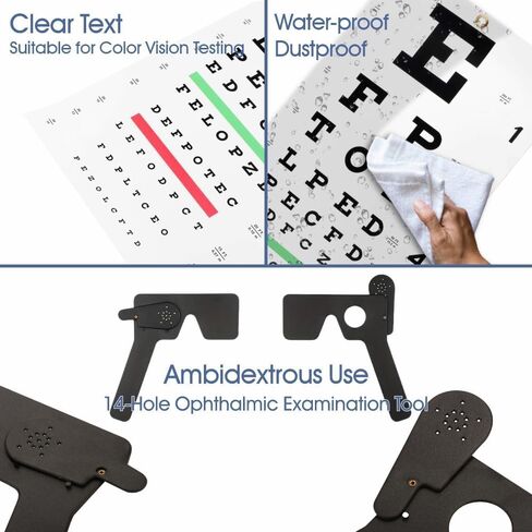 Snellen Eye Chart & Occluder Kit - Vision Test Accessories for Orthoptists, Optometrists, Optical Clinics, 1 Set in Kuwait