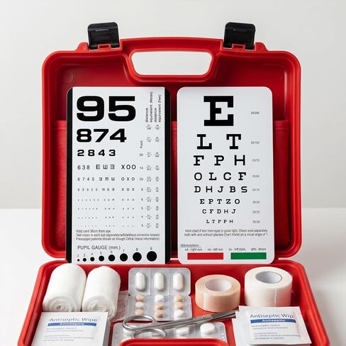 Pocket Eye Chart, 2-in-1 Vision Test Card for Near and Distance Vision Checks, Handheld Eye Exam Card with Pupil Gauge, Red/Green Bar and Reading Segment, Portable Visual Acuity Card in Kuwait