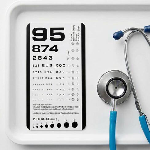 Pocket Eye Chart, 2-in-1 Vision Test Card for Near and Distance Vision Checks, Handheld Eye Exam Card with Pupil Gauge, Red/Green Bar and Reading Segment, Portable Visual Acuity Card in Kuwait