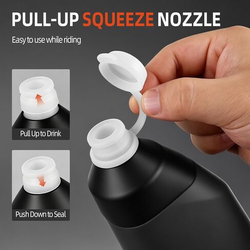 Aerodynamic Cycling Water Bottle with Integrated Cage, Black, 23 oz | Food-Grade Aero Design, Squeeze Sports Bottle with Nozzle, For Road Bike and MTB in Kuwait