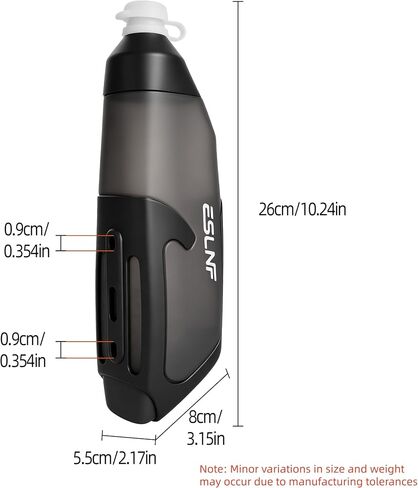 Aerodynamic Cycling Water Bottle with Integrated Cage, Black, 23 oz | Food-Grade Aero Design, Squeeze Sports Bottle with Nozzle, For Road Bike and MTB in Kuwait