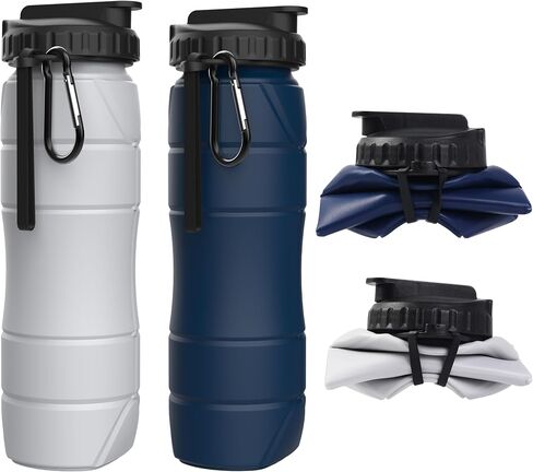 collapsible water bottles, silicone portable outdoor water bottle with straw, BPA-free, 22Oz Suitable For Outdoor Sports Camping Picnics And Travel, Outdoor Sports, Camping (olive green) in Kuwait