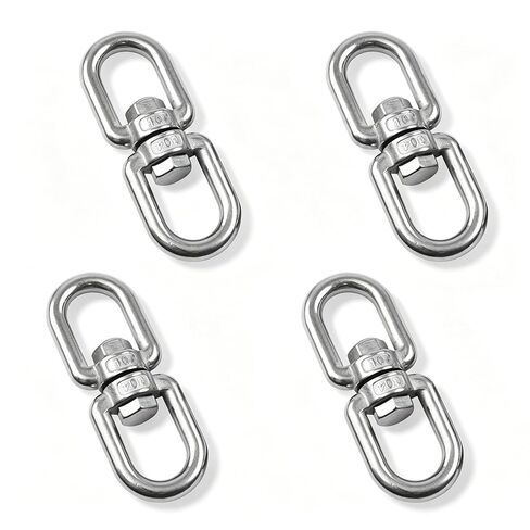 موصل دوار عالي التحمل من الفولاذ المقاوم للصدأ 304 ذو طرفين لأرجوحة الشجرة والأرجوحة وحقيبة اللكم - خطاف دوار موثوق به وأجهزة دوارة سلسلة، حلقة دوارة دوارة على شكل حرف D (M4-4PCS) in Kuwait