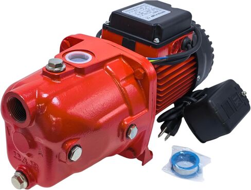 97080701 3/4 HP Shallow Well Jet Pump, 13 GPM 115/230V Dual Voltage Cast Iron Self-Priming Water Pump, 70 PSI Max Pressure, 25ft Max Well Depth, 30/50 Pressure Switch in Kuwait