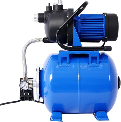 1.6 HP Shallow Well Jet Pump with 19L Pressure Tank, 1000 GPH Flow Rate, 157 Ft Max Lift, Automatic Water Booster for Home Garden Lawn Farm Irrigation in Kuwait