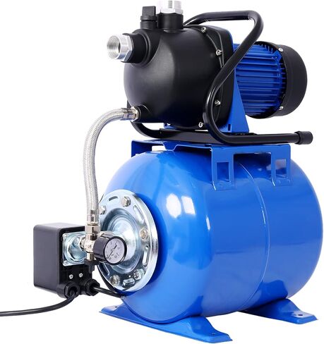 1.6 HP Shallow Well Jet Pump with 19L Pressure Tank, 1000 GPH Flow Rate, 157 Ft Max Lift, Automatic Water Booster for Home Garden Lawn Farm Irrigation in Kuwait