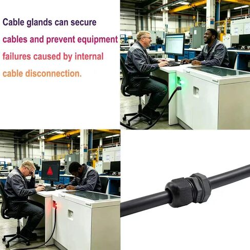 40PCS 1/2in Cable Glands, Waterproof Cable Pass Through Cord Grip Connector, Upgrade Nylon NPT Cable Gland Strain Relief Kit Black in Kuwait