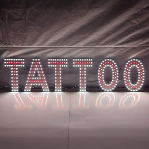 EPL TATTOO Red، علامة تشغيل 1G LED، لافتة لافتة للنظر، فائقة السطوع، 7 بوصة × 30 بوصة، ديكور استوديو الحبر وعرض جدار متجر فنون الجسم، احترافي in Kuwait