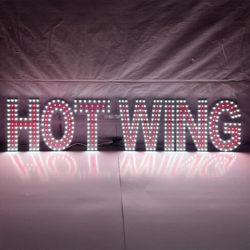 EPL HOTWING Red, LED 1G On-Off Sign, Eye-Catching, Super Bright, 7"x32", Electric Power Corded, Restaurant Food Cafe Window Hanging Display in Kuwait