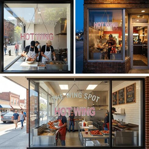 EPL HOTWING Red, LED 1G On-Off Sign, Eye-Catching, Super Bright, 7"x32", Electric Power Corded, Restaurant Food Cafe Window Hanging Display in Kuwait