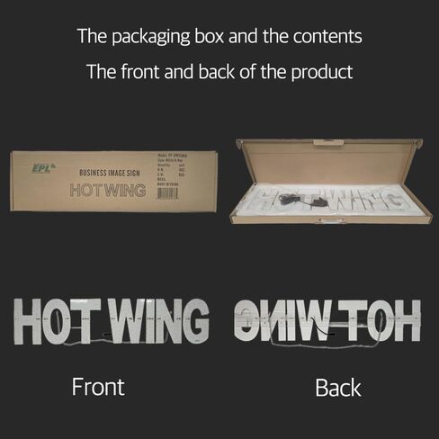 EPL HOTWING Red, LED 1G On-Off Sign, Eye-Catching, Super Bright, 7"x32", Electric Power Corded, Restaurant Food Cafe Window Hanging Display in Kuwait