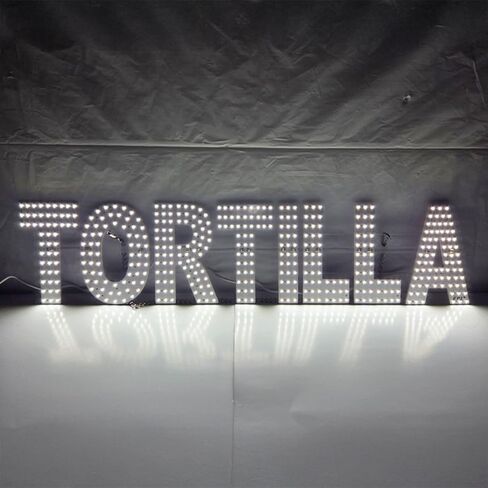 EPL TORTILLA White، لافتة تشغيل LED 1G، لافتة للنظر، فائقة السطوع، ديكور للطعام والمطاعم، 6 بوصة × 28 بوصة، شاشة داخلية، لوحة فنية جدارية، إضاءة احترافية in Kuwait