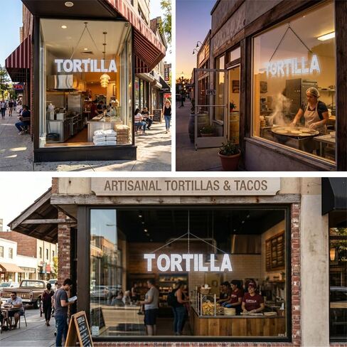 EPL TORTILLA White، لافتة تشغيل LED 1G، لافتة للنظر، فائقة السطوع، ديكور للطعام والمطاعم، 6 بوصة × 28 بوصة، شاشة داخلية، لوحة فنية جدارية، إضاءة احترافية in Kuwait