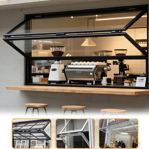 Custom Aluminum Folding Serving Window for Food Trucks - Veal 46x16in (117x41cm) Concession Stand Door - Durable, Portable, Easy Installation, White in Kuwait