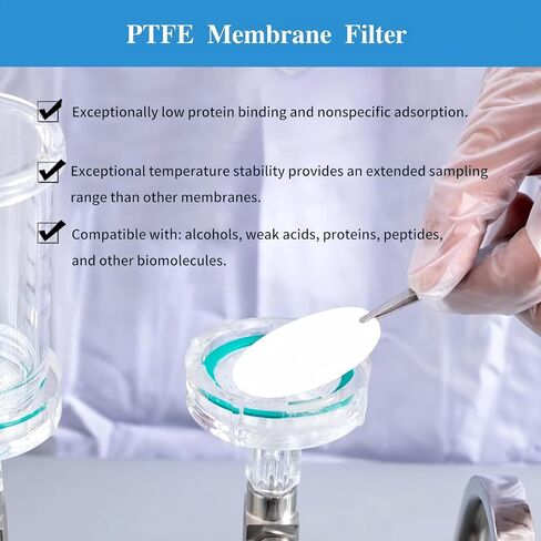 100 PCS PTFE Membrane Disc Filters Hydrophobic Filtration,47mm Diameter 0.45µm Pore Size in Kuwait