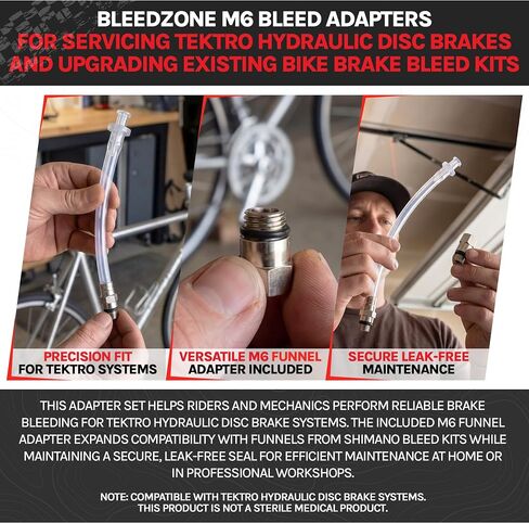 محول BleedZone Tektro ومجموعة تركيب M6 للفرامل الهيدروليكية Tektro - متوافق مع مجموعات تسييل فرامل MTB والدراجة - اتصالات خالية من التسرب لصيانة خط الفرامل الهيدروليكية in Kuwait