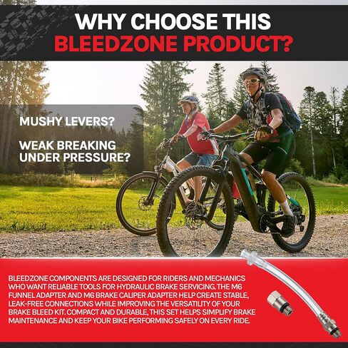 محول BleedZone Tektro ومجموعة تركيب M6 للفرامل الهيدروليكية Tektro - متوافق مع مجموعات تسييل فرامل MTB والدراجة - اتصالات خالية من التسرب لصيانة خط الفرامل الهيدروليكية in Kuwait