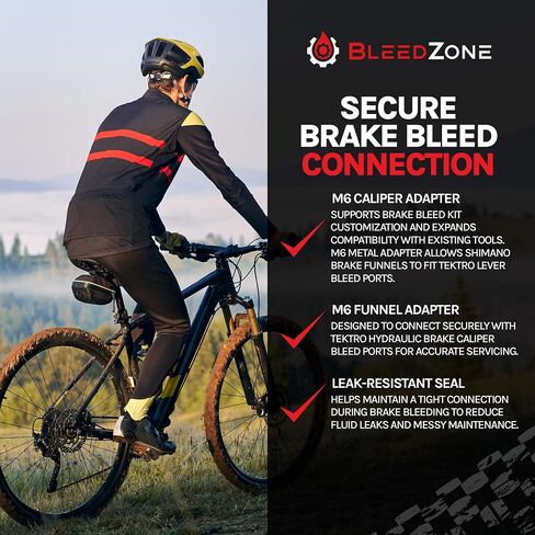 محول BleedZone Tektro ومجموعة تركيب M6 للفرامل الهيدروليكية Tektro - متوافق مع مجموعات تسييل فرامل MTB والدراجة - اتصالات خالية من التسرب لصيانة خط الفرامل الهيدروليكية in Kuwait
