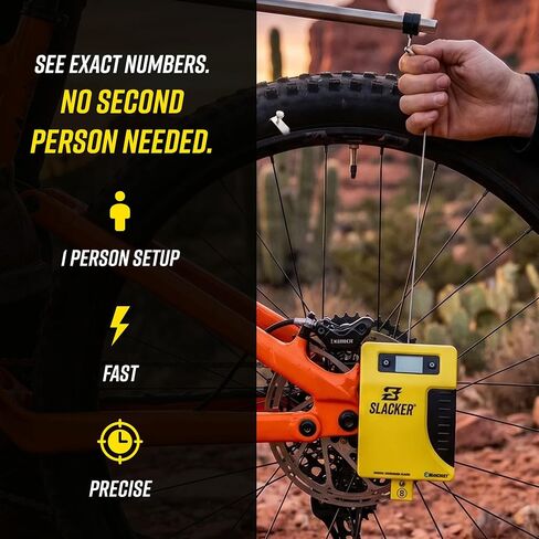 طقم ضبط تعليق Slacker MTB Starter - أداة رقمية وأداة دراجة محمولة لإعداد دقيق MTB - نظام قياس المحور لشخص واحد - أداة تعليق الدراجة للشوك والصدمات الخلفية in Kuwait