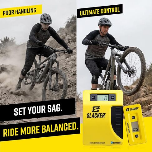 طقم ضبط تعليق Slacker MTB Starter - أداة رقمية وأداة دراجة محمولة لإعداد دقيق MTB - نظام قياس المحور لشخص واحد - أداة تعليق الدراجة للشوك والصدمات الخلفية in Kuwait