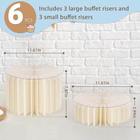 6 PCS Ruebers ، Risers Food for Buffet ، صاخبة عرض الطعام البيضاء لناهدات بوفيه الحفلات وتوقف حلويات العرض والطعام والمجوهرات (6 أجهزة كمبيوتر) in Kuwait