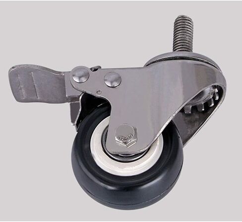 4 Wire M8/M10/M12 Wheels for Furniture 1.5''/2"(50mm) Stainless Steel 304 Bracket Heavy Duty 300kg Silent PU with Brake Swing Small for Desk Cart Cot,Black,M10 1.5inch 2brake+2s in Kuwait