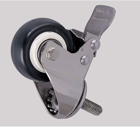 4 Wire M8/M10/M12 Wheels for Furniture 1.5''/2"(50mm) Stainless Steel 304 Bracket Heavy Duty 300kg Silent PU with Brake Swing Small for Desk Cart Cot,Black,M10 1.5inch 2brake+2s in Kuwait